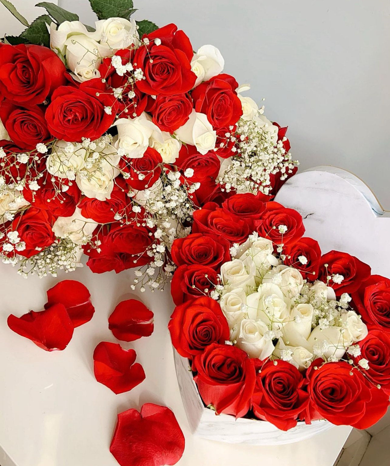 24 Roses in Heart Box