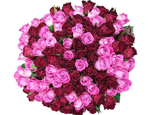 100 Pink and Red Rose Bouquet