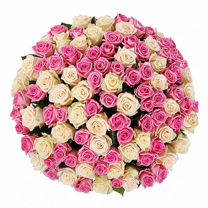 100 Pink and White Rose Bouquet