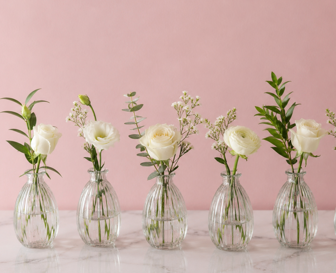 Classic White Bud Vase Collection (5 vases set)