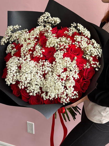 Bouquet de 50 roses rouges