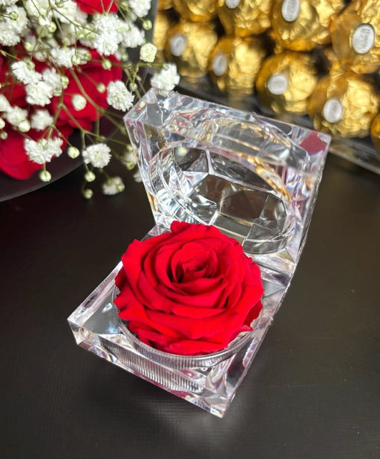"Tiny Feelings" Red Preserved Rose