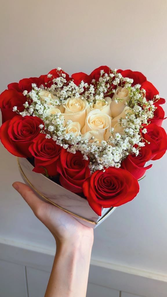 24 Roses in Heart Box