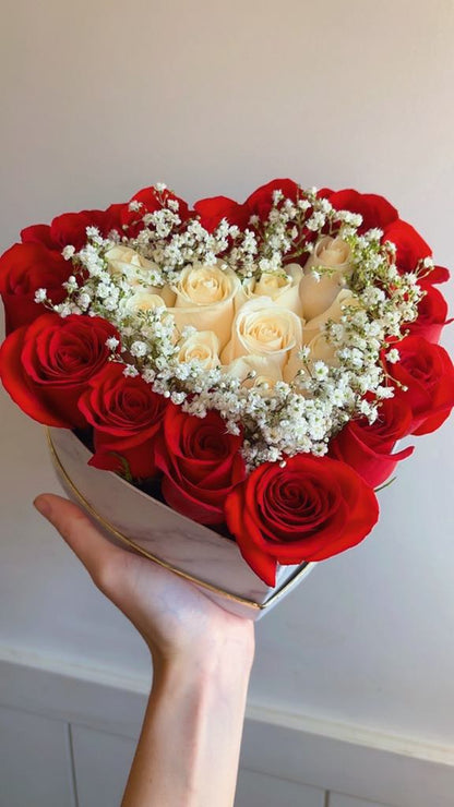 24 Roses in Heart Box
