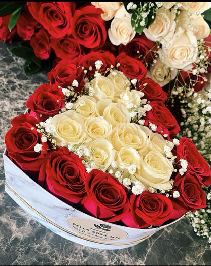 24 Roses in Heart Box