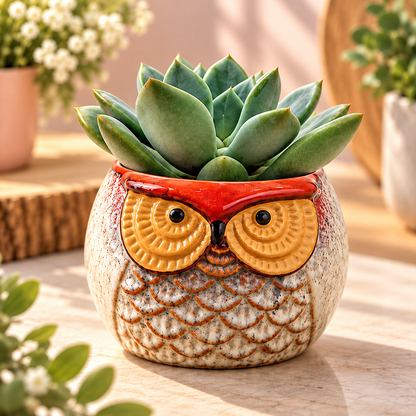 Mini succulent in 2.5 inch ceramic owl planter - Bella Rosa MTL