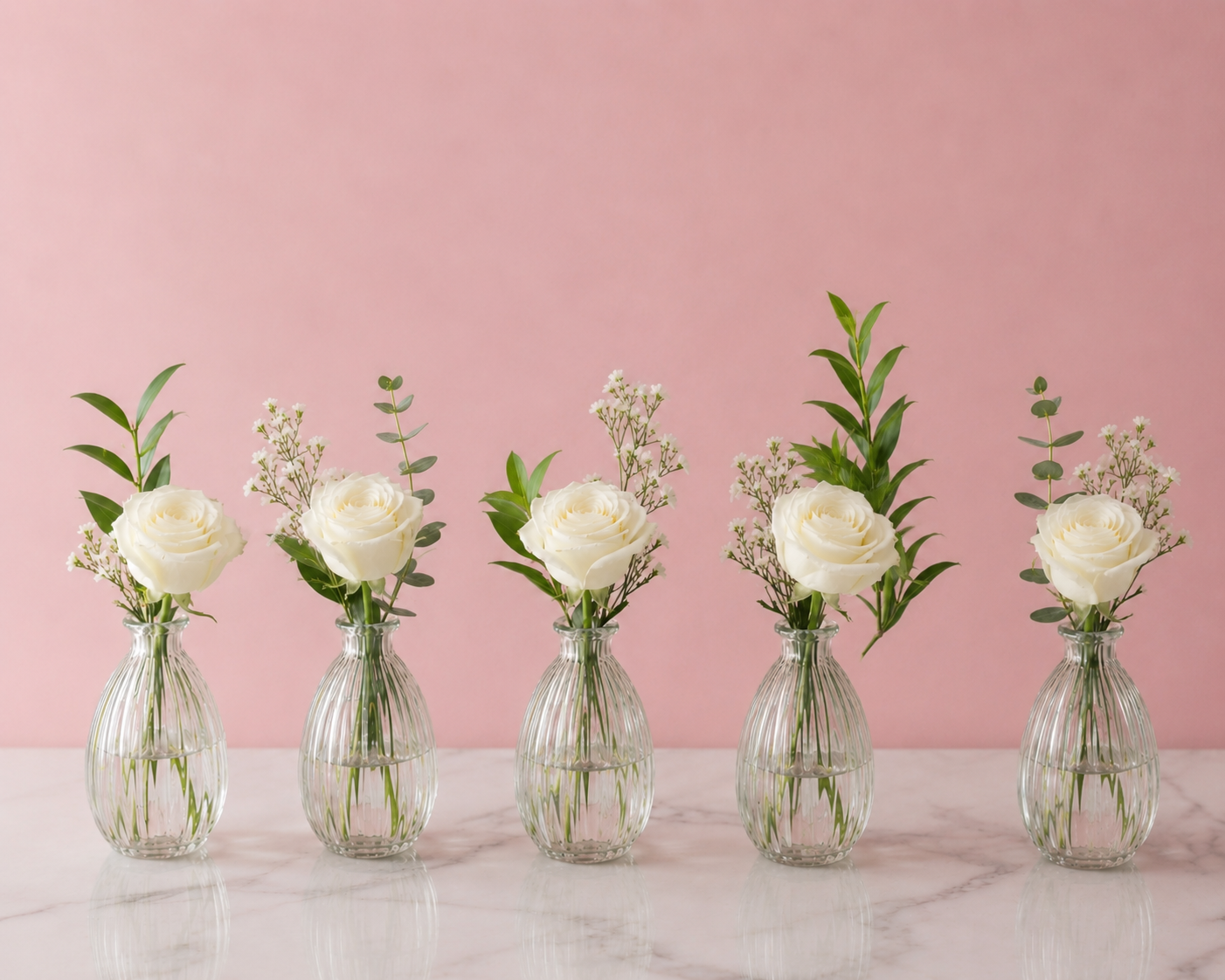 Classic White Bud Vase Collection (5 vases set)