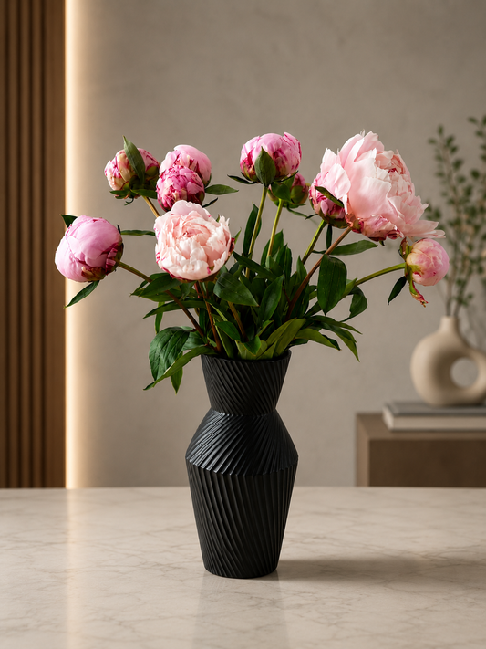 Peony Dream (10 stems) in Ceramic Black Vase